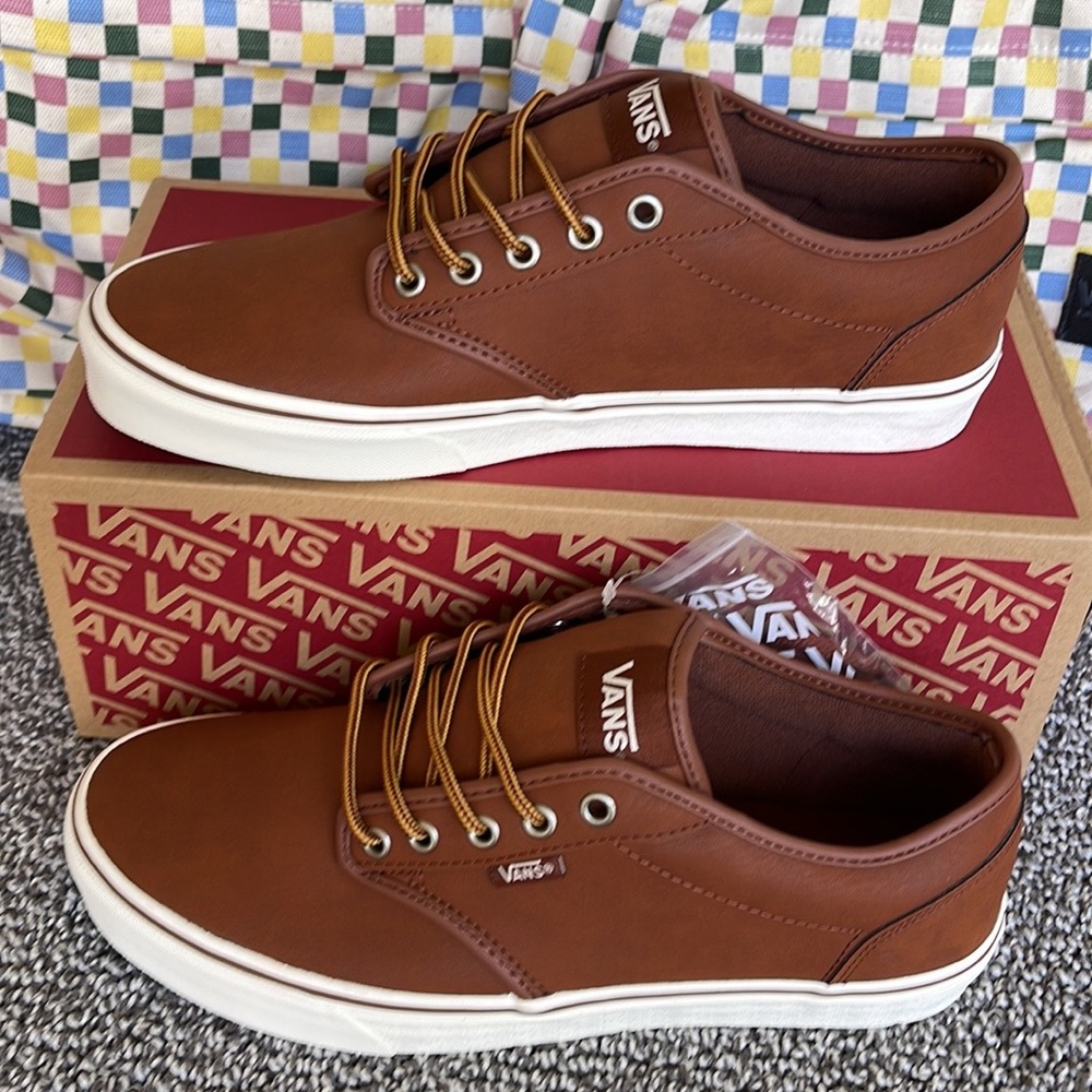 Vans Men’s Atwood (Leather)Brown/Marshmallow VN0A327LLYV Sneakers - Picture 2 of 16